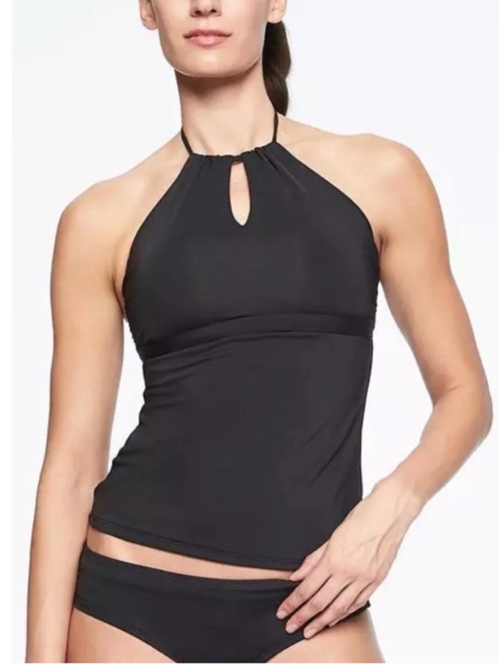 NWT Athleta High Neck Keyhole Tankini Black Small swim top halter